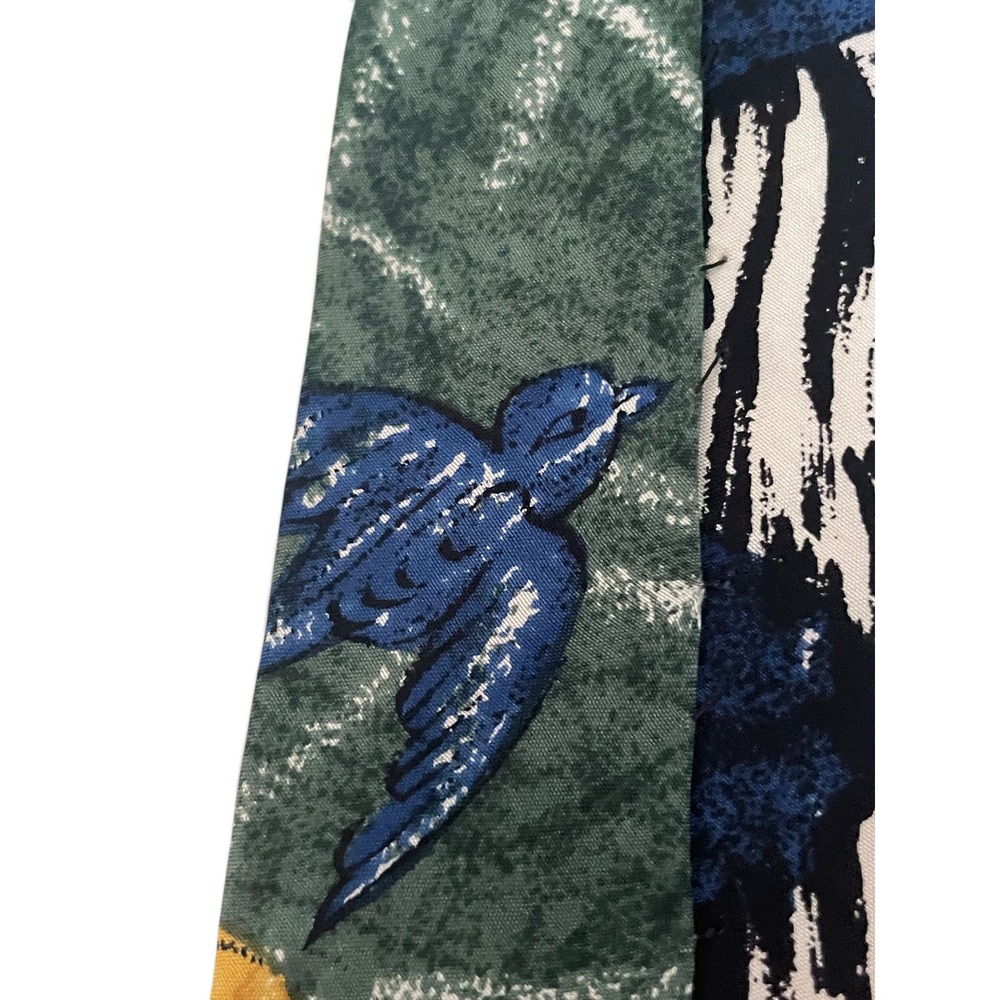 Vintage '91 World Wildlife Fund Silk Animal Tie Lion Owl Crane 4" Blade Retro - Picture 7 of 7